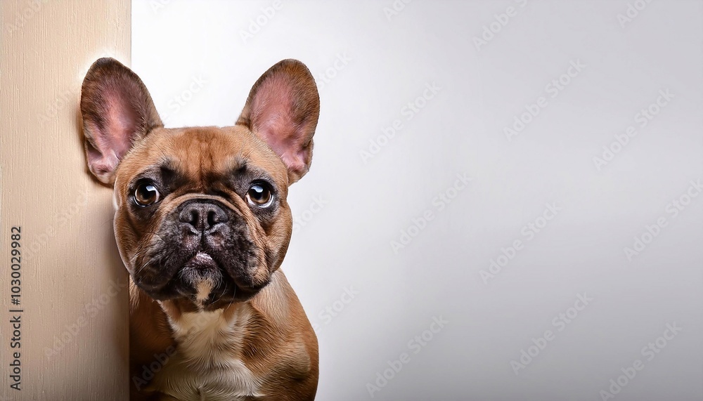 A dog looking from behind a wall, with space for your text A dog looking from behind a wall, with space for your text
