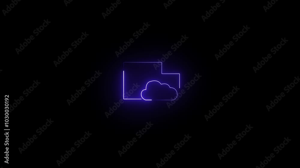 Neon cloud drive symbol concept, animation on black background. Neon cloud drive symbol concept, animation on black background.