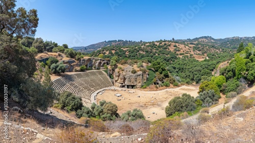 Ancient Stone Amphitheater in a Hillside Valley