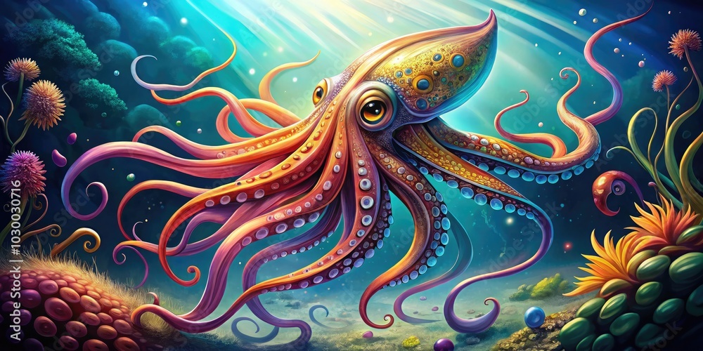 Experience a stunning long exposure of a solitary squid, highlighting the vibrant marine life beneath the waves. Ideal for ocean lovers and art enthusiasts. Experience a stunning long exposure of a solitary squid, highlighting the vibrant marine life beneath the waves. Ideal for ocean lovers and art enthusiasts.