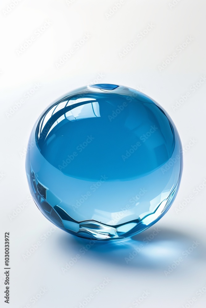 Elegant glass sphere with blue reflections on white background. Concept of blue Monday Elegant glass sphere with blue reflections on white background. Concept of blue Monday