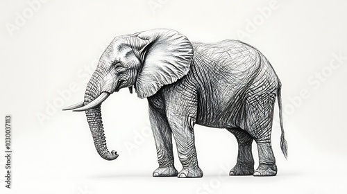 Hand-Drawn 3D Sketch of an Elephant Illustration