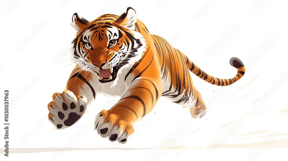 Obraz premium Playful Cartoon Tiger in Action
