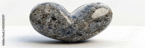 Stone Heart, Polished Granite Heart, Pebble Love Symbol 3d Imitation, White Background
