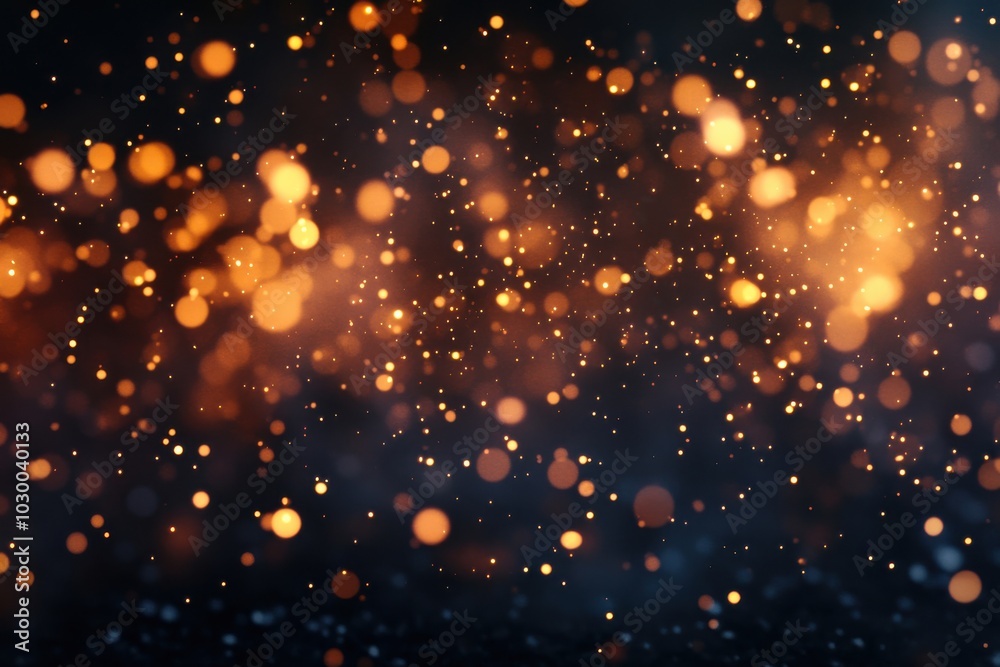 Obraz premium Radiant flashes and glowing embers set against a shadowy background. Illuminated particles and bright glimmers in an artistic dark environment