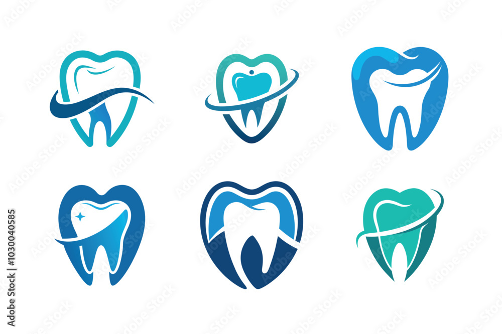 6 set dental logo icon vector art illustration 6 set dental logo icon vector art illustration