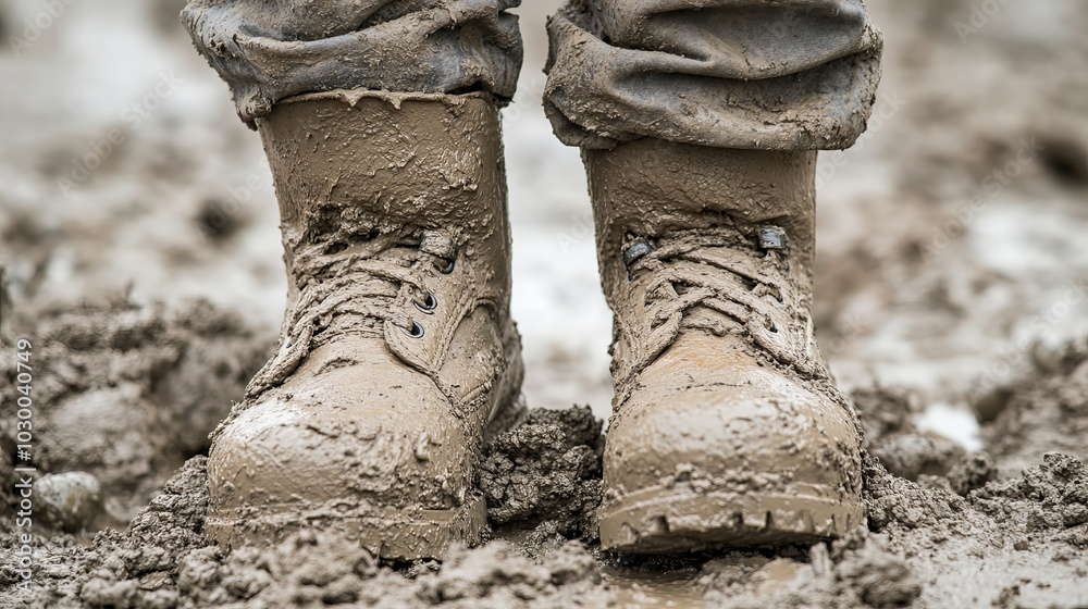 Muddy Boots at Construction Site Muddy Boots at Construction Site