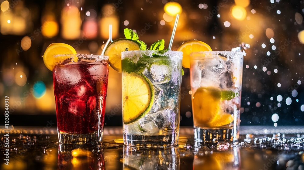 Refreshing Citrus Mixed Drinks with Garnishes Refreshing Citrus Mixed Drinks with Garnishes