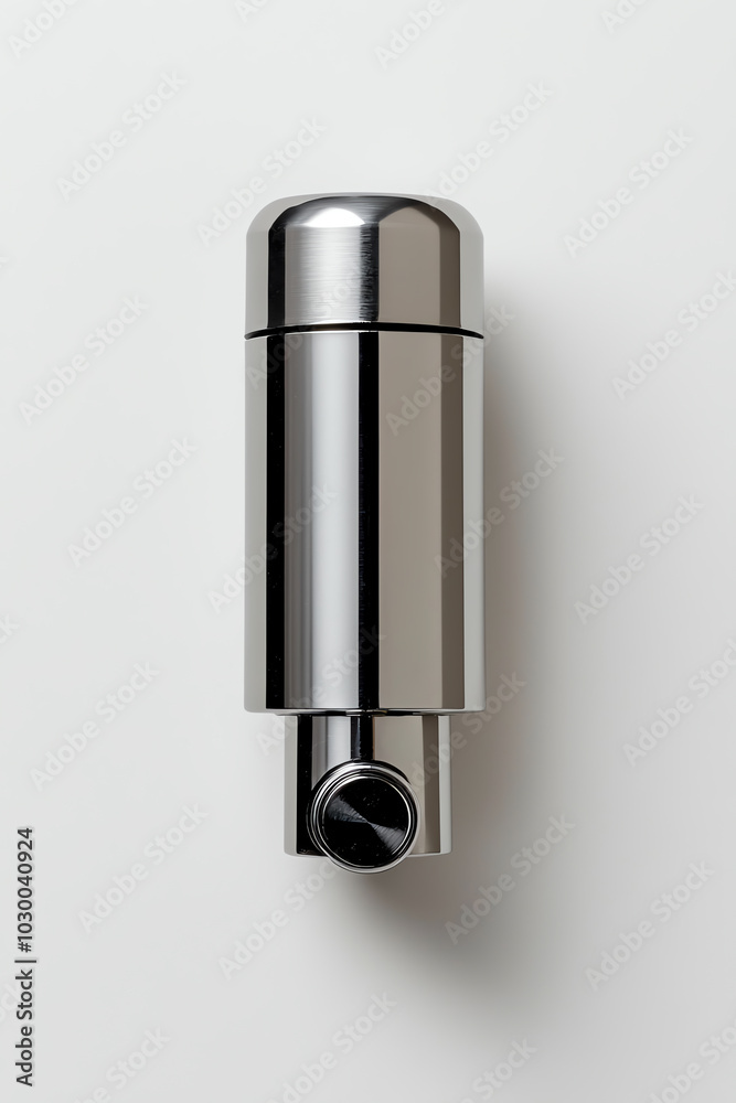Metallic soap dispenser, white isolated background Metallic soap dispenser, white isolated background