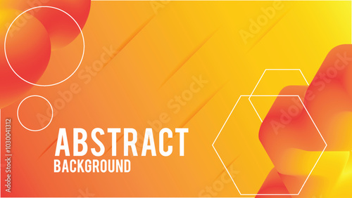 An abstract background with orange and white colors. The background is a mix of circles and hexagons