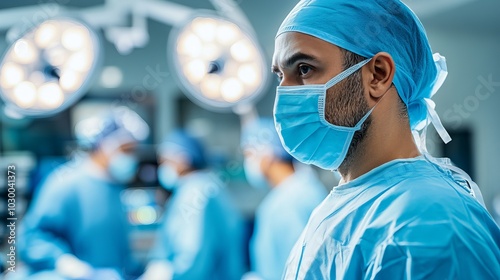 Surgeon in Action During Facial Reconstruction Procedure