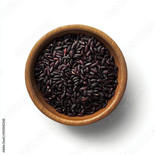 Black Rice in Wooden Bowl