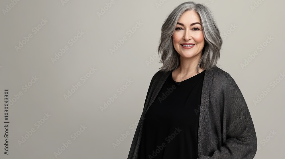 Elegant Senior Female Model with Gray Hair Elegant Senior Female Model with Gray Hair