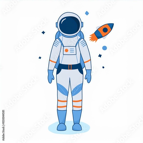 hand drawn astronaut illustration isolated on white