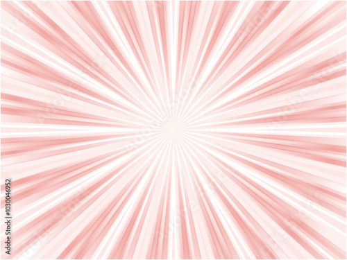 うっすらと光り輝く集中線背景_ライトレッド
