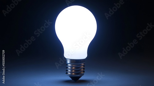 A bright, white tungsten bulb shines against a dark backdrop.