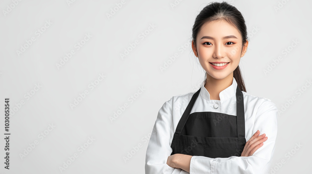 Female Model in Apron with Arms Folded Female Model in Apron with Arms Folded