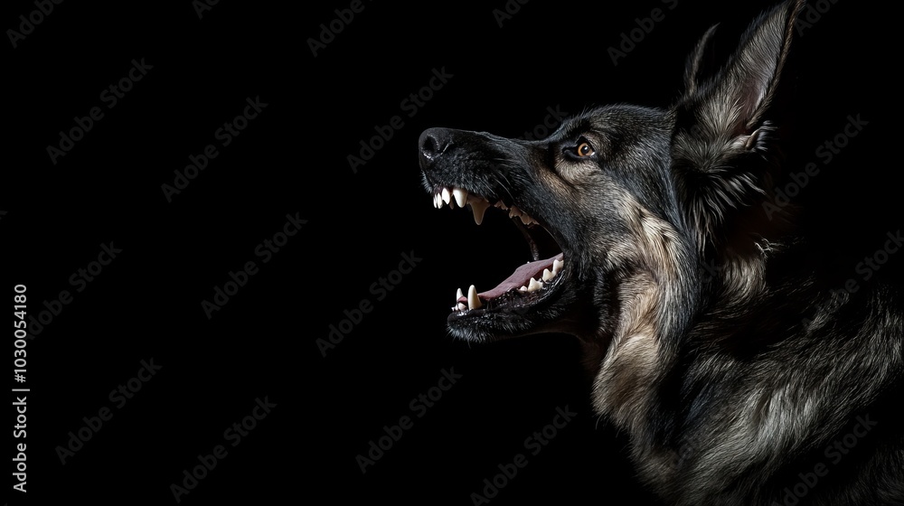 Fototapeta premium Aggressive Dog Snarling and Baring Its Teeth