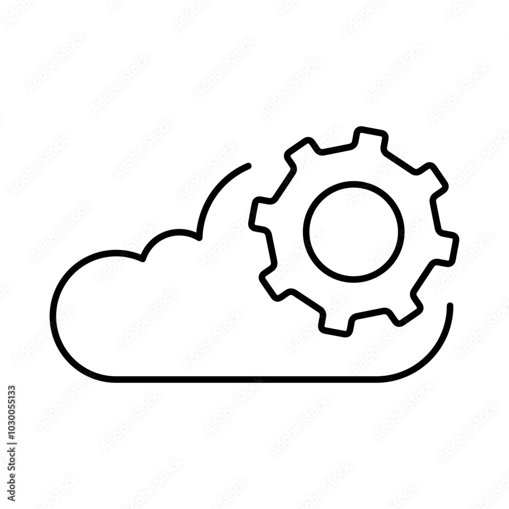 Cloud Gear Line Icon. Cloud Technology Editable Stroke Vector Illustration Cloud Gear Line Icon. Cloud Technology Editable Stroke Vector Illustration