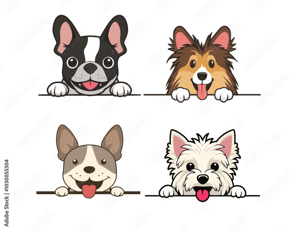 Set of Dog Peeking Face Vector illustration - Dog Face Logo Clipart Design
Set of Dog Peeking Face Vector illustration - Dog Face Logo Clipart Design