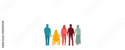 People standing and holding hands together.