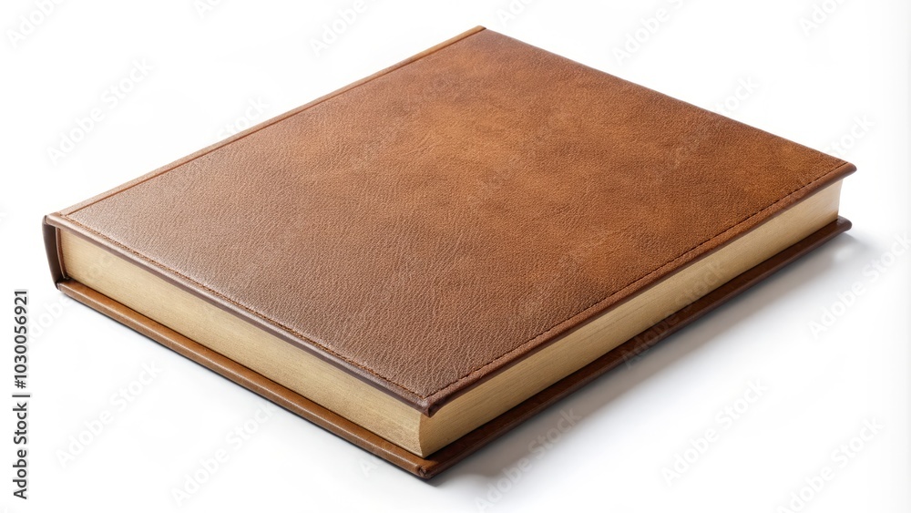 Close-Up Aerial Photography of a Blank Brown Book Cover Isolated on a White Background for Creative Projects and Design Purposes, Ideal for Stock Images and Graphic Design Needs Close-Up Aerial Photography of a Blank Brown Book Cover Isolated on a White Background for Creative Projects and Design Purposes, Ideal for Stock Images and Graphic Design Needs