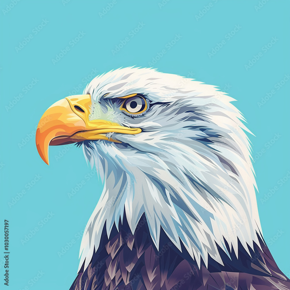 Obraz premium Stylized Bald Eagle Illustration with Bold Colors
