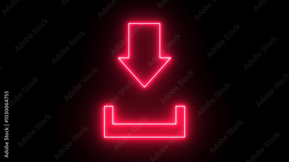 Neon download sign on black background. Download button Collection. Download files icons. Neon download sign on black background. Download button Collection. Download files icons.