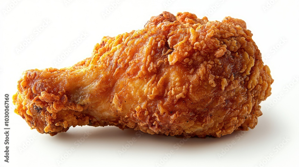 JUICY mouthwatering delicious ,Fried Chicken . white background . only one isolated piece JUICY mouthwatering delicious ,Fried Chicken . white background . only one isolated piece