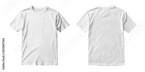 Mockup of t-shirt designs, male white tshirt template, front and back view, mock-up isolated on transparent background, png