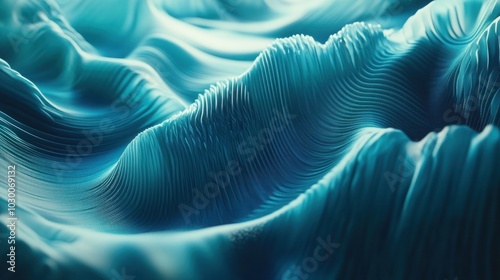 Wallpaper Mural Abstract teal and blue wavy lines forming a pattern reminiscent of mountains. Torontodigital.ca