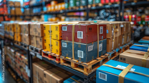 Stacked Boxes in a Warehouse