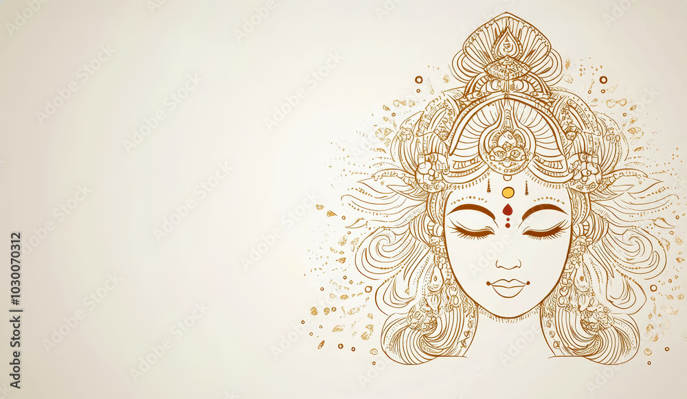 Intricate artistic illustration of goddess Durga for Navratri festival Intricate artistic illustration of goddess Durga for Navratri festival