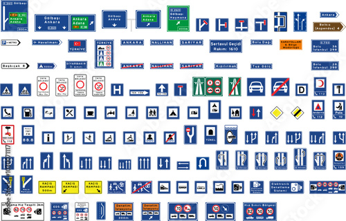 Information Signs, Regulatory Signs - Traffic and Road Signs for Sale (Turkish: Karayollari Standart Trafik Isaret Levhalari, Bilgi Isaretleri) 