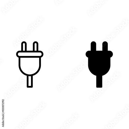 Electrical plug icon set. Uk electric plug icon. Wire, cable of energy disconnect color editable