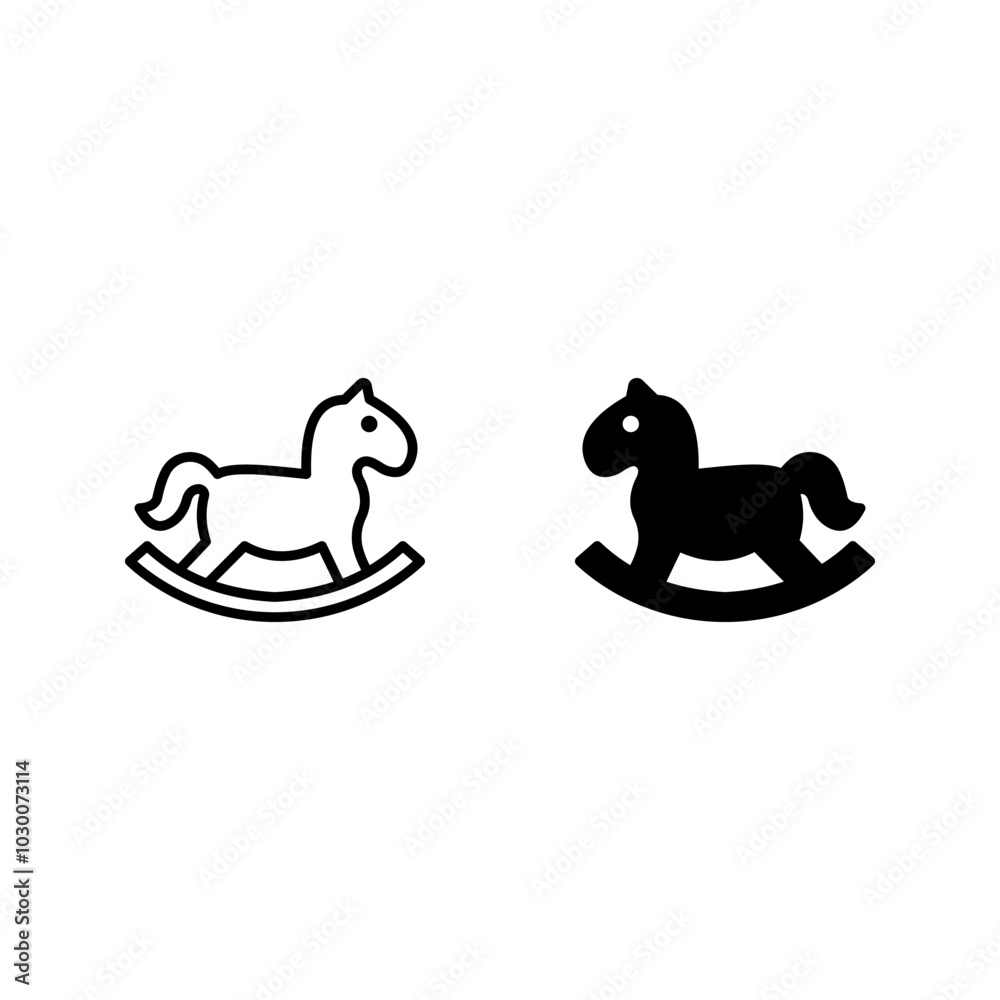 Horse toy icon set Thin line flat vector related icon color editable Horse toy icon set Thin line flat vector related icon color editable