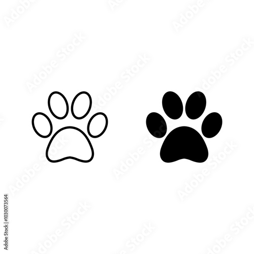 Paw icon set vector for web and mobile app color editable