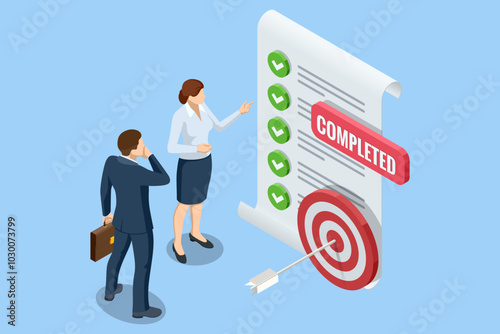 Isometric economic growth and Analytics. Profit Money or Budget. Employees making Investing Plans and calculating Benefits. Operations management discussing marketing projects. Data analysis.
