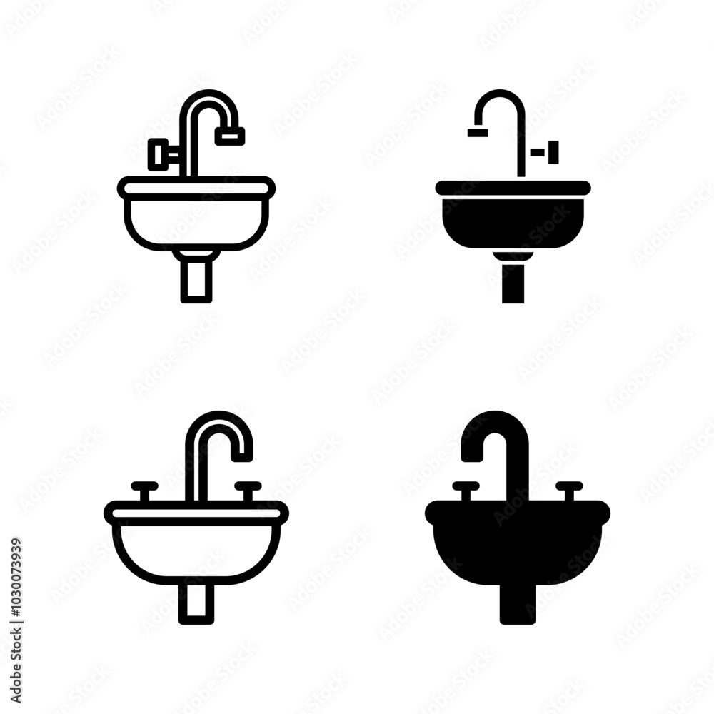 sink vector icon set isolated black simple line element illustration from cleaning concept color editable sink vector icon set isolated black simple line element illustration from cleaning concept color editable