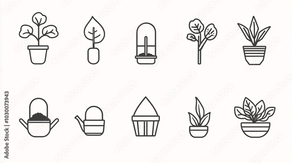2410_101.minimalist line icon collection, soil and gardening theme, black outlines on white background, simplified agricultural symbols, clean vector style 2410_101.minimalist line icon collection, soil and gardening theme, black outlines on white background, simplified agricultural symbols, clean vector style