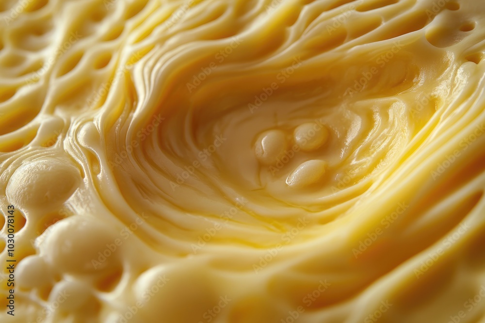 Close-up of Creamy Yellow Substance with Air Pockets Close-up of Creamy Yellow Substance with Air Pockets