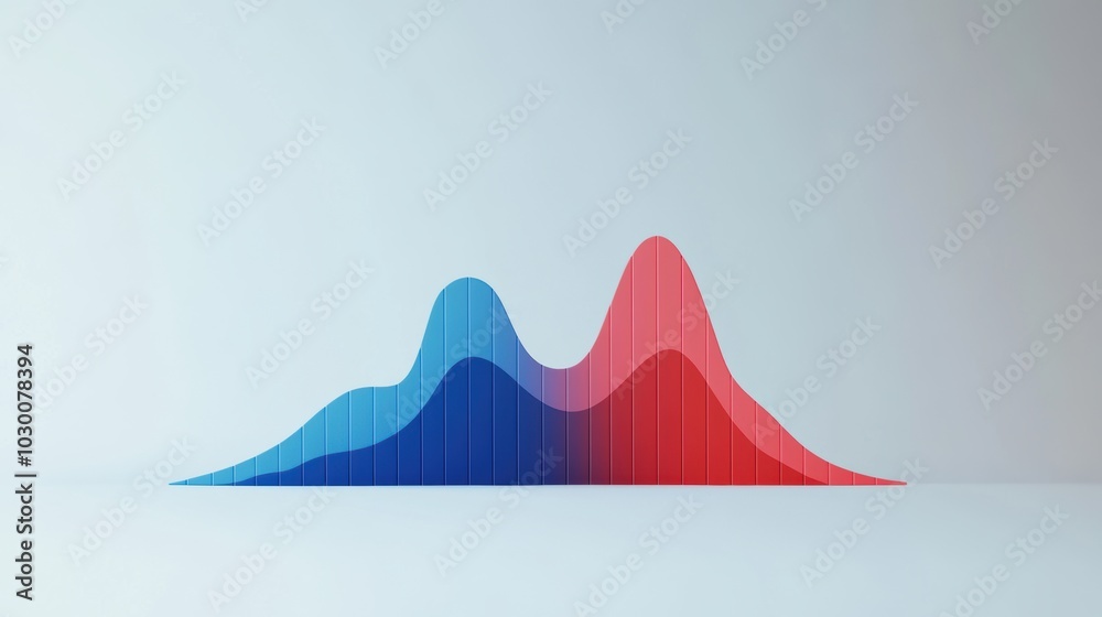 Abstract representation of data analytics with blue and red waves on a white background, symbolizing trends and statistics. Abstract representation of data analytics with blue and red waves on a white background, symbolizing trends and statistics.