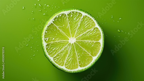 Closeup photo of lime, perfect cell knolling, isolated on light green background