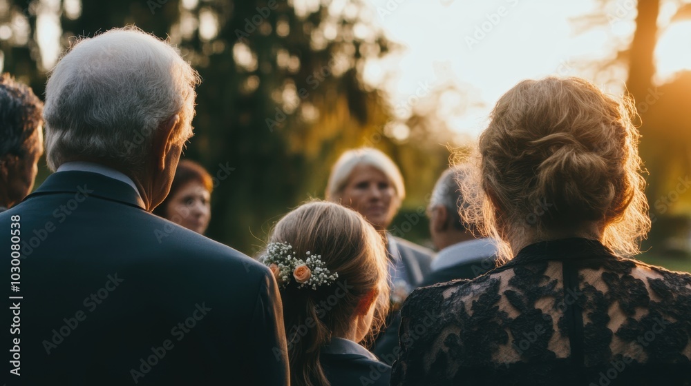 Obraz premium Family Gathered for a Memorial Service in Nature