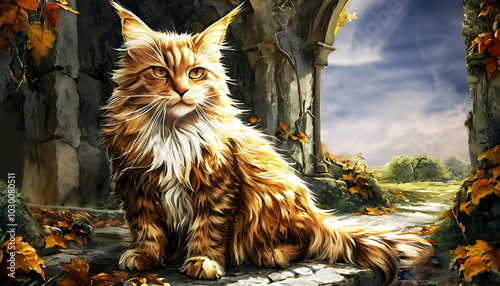 Maine Coon in autumn