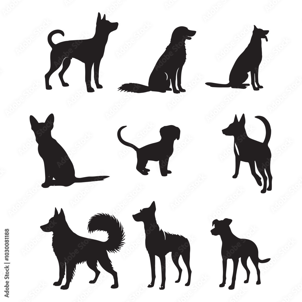 Fototapeta premium set of dogs on the white background. dog silhouettes. Vector EPS 10. 