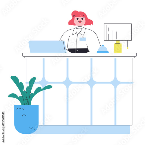 Receptionist at hotel front desk