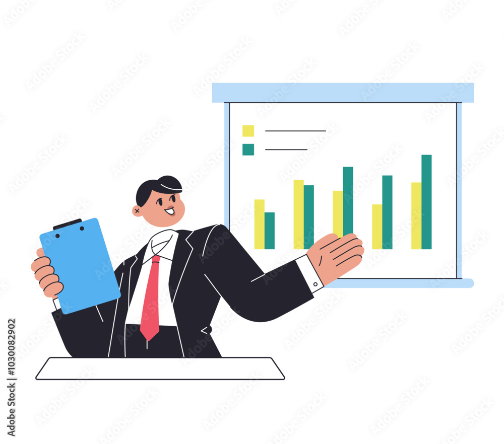 Fototapeta premium Man makes a presentation