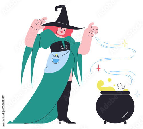 Witch making a potion