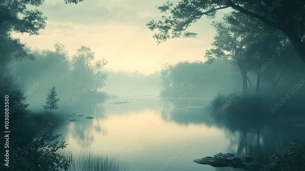 Fototapeta premium 39. **A tranquil scene with a subtle gradient that beautifully frames the product is features.